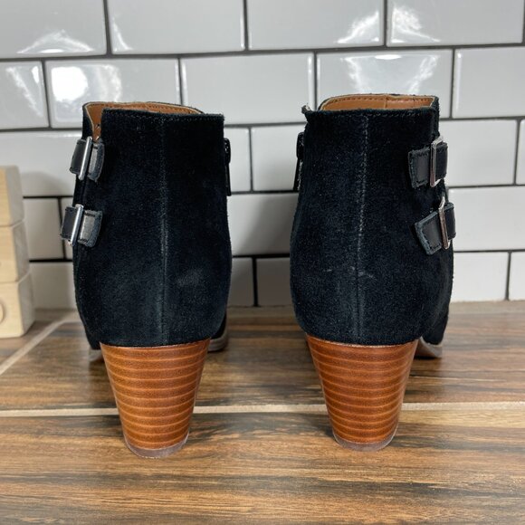 Vionic Aloft Chryssa Womens Size 6.5 Shoes Black Suede Open Toe Ankle Boots - Picture 4 of 14